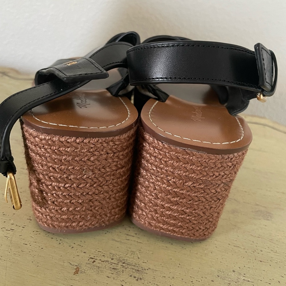 Madewell The Amee Wedge Sandal in Black Size 7 M $158 NU912‎ - Picture 8 of 11